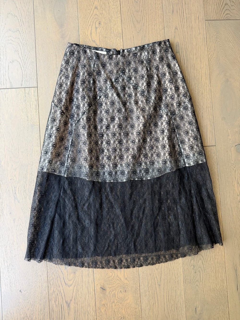Stella McCartney Black and Taupe Lace Maxi Skirt